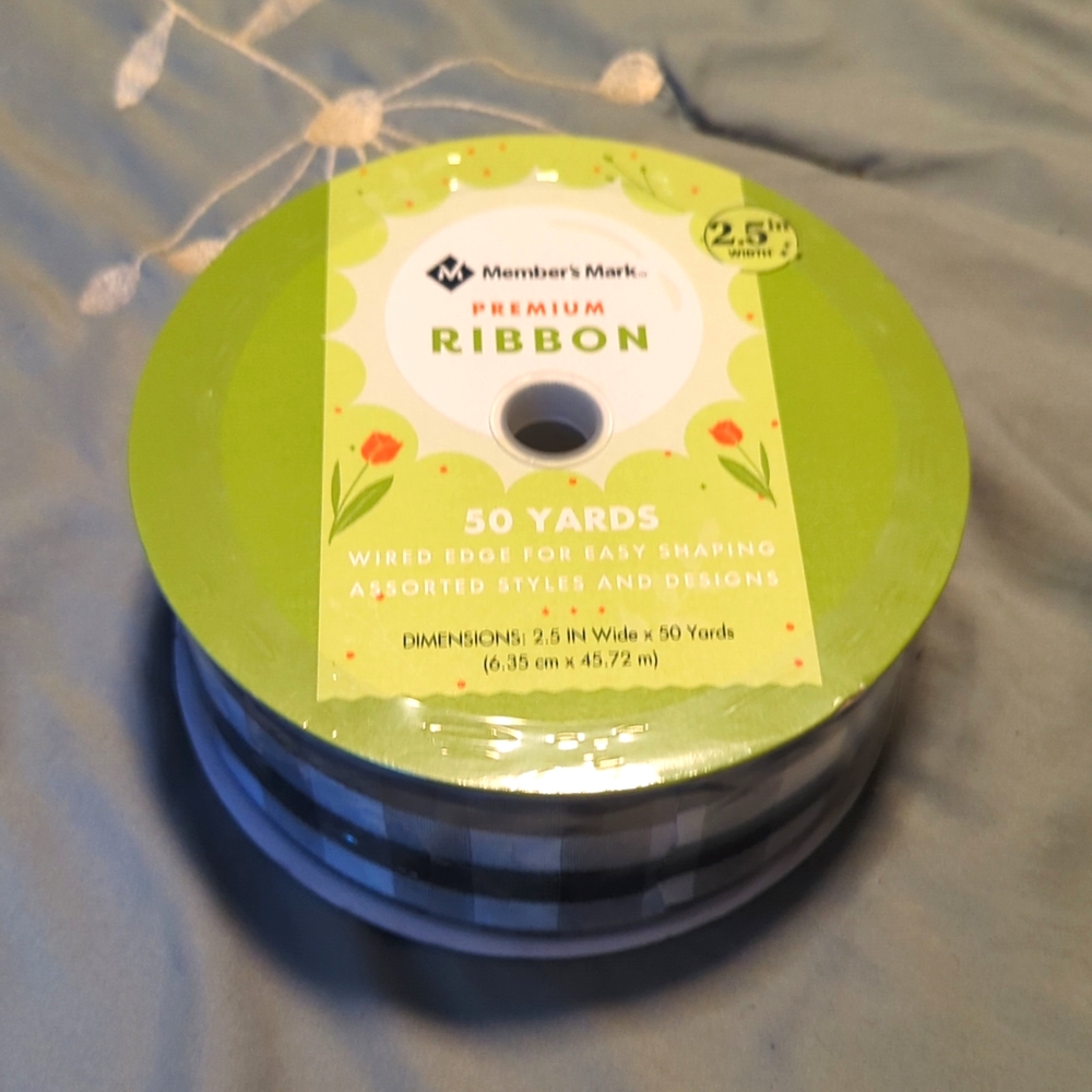 Member's Mark 2.5 inch Wired Edge Plaid Ribbon - 50 yards